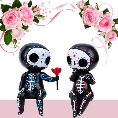 Sugar Skull Decor, Sugar Skull Couple Statue,Dia De Los Muertos Decor, Halloween