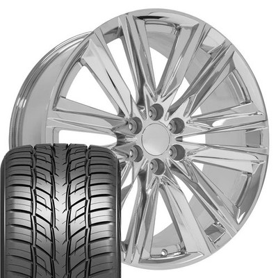 OE Wheels CA91 24x10 Chrome Rims & 295/35R24 UHP Tires Set 6X139.7 +31ET