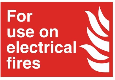 Brandinformationsschild - zur Verwendung an Elektrobränden - 1,2 mm Hart-PVC - A5 A4