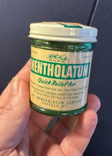 Vintage Mid Century Mentholatum Pain Relief Medicine HBA Jar Plastic w Metal Lid