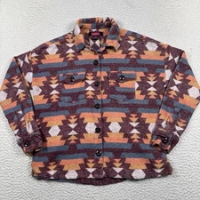 Rock & Roll Denim Shirt Jacket Women’s M Aztec Southwest Western Button Shacket