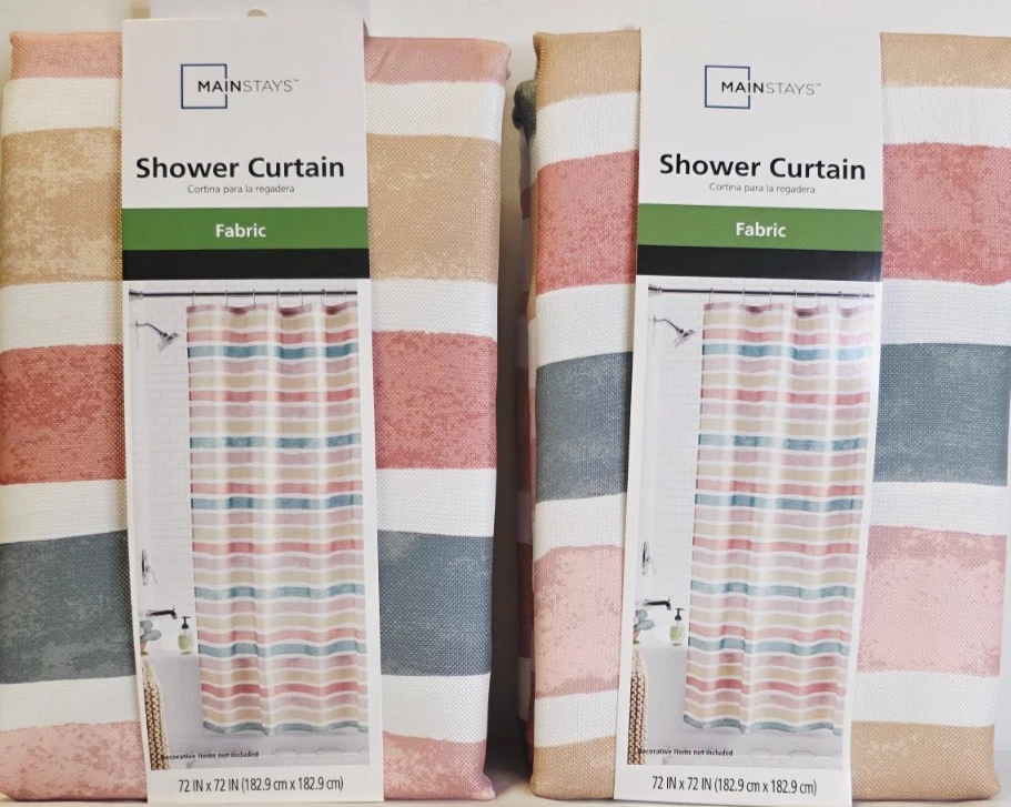 Set Of 2 Mainstays Fabric Shower Curtain Bold Floral Pattern 72x72 Inches New - Image 3 of 3