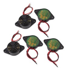 5 Pcs DC 3-24V 12V 2-Wired Continuous Active Electronic Buzzer Alarm Black