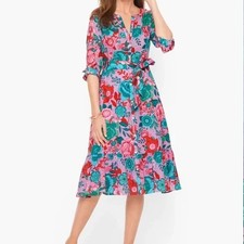 NWT $ 149 Talbots Belted Shirtdress - Sketched Blooms Size 8