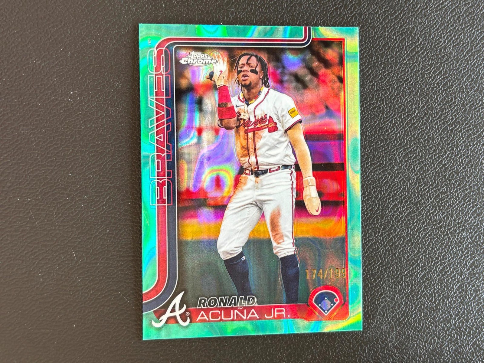 Ronald Acuna Jr. 2025 Topps Chrome Aqua Refractor Atlanta Braves 174/199 C73