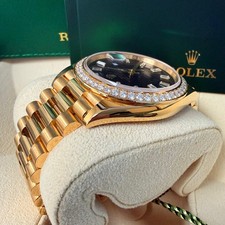Rolex Day-Date 40 President Yellow Gold Diamond Bezel Baguette Black Dial 228348 18
