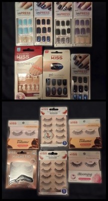 Lot of Fake Nails and Eye Lashes Beauty Bundle Assorted