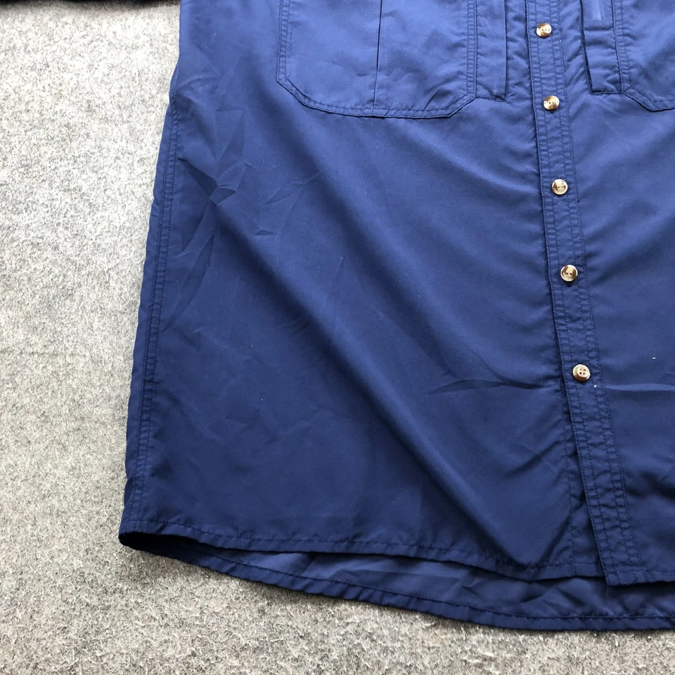 Camisa masculina Ducks Unlimited XL azul manga curta botão para cima pesca ao ar livre malha - Imagem 2 de 4