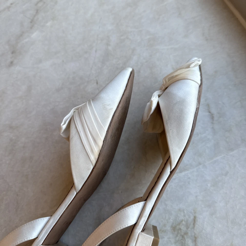 Zapatos Bella Belle Reilly Seda Lazo Cordones Boda Planos 8/38.5 Blanco Nupcial Foto 3 de 4