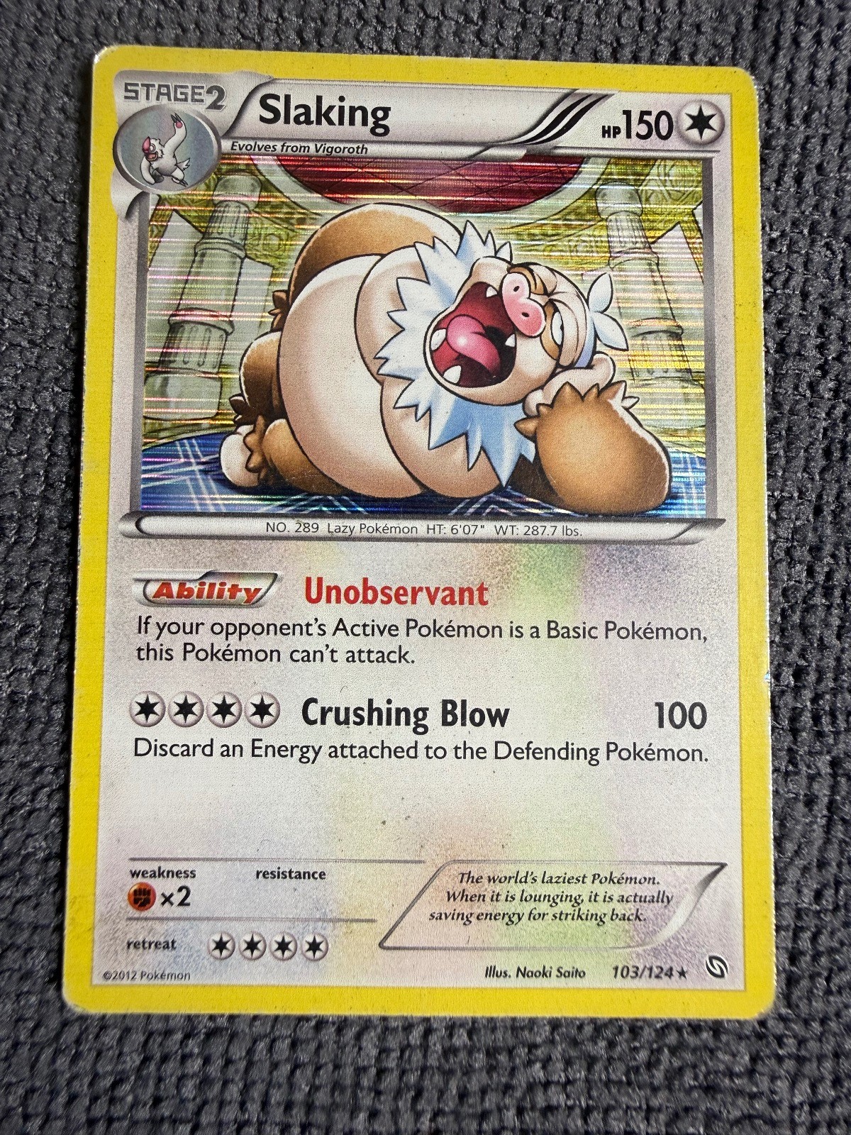 Slaking 103/124 Holo Rare Dragons Exalted Pokemon Holo Lightly Played