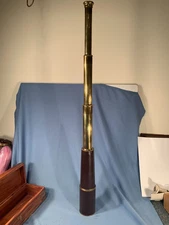Handheld Extending Telescope in wood box - Brown Leather | Handcrafted Brass 36"
