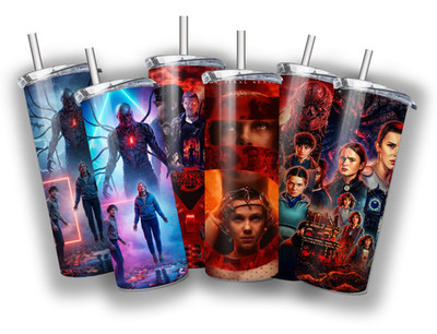 Stranger Things 20 OZ STAINLESS STEEL TUMBLER CUP +LID/STRAW