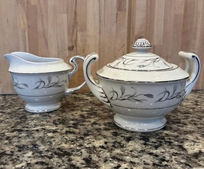 Harmony House Platinum Garland Sugar Bowl Creamer Silver Wheat Tea Set Serving
