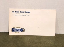 People's Beer advertising envelope People's Brewing Oshkosh, WI