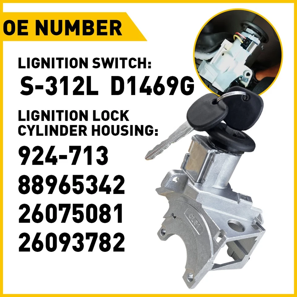 Interruptor de cilindro de bloqueo de encendido y carcasa con llaves para Chevy Silverado 1500 2500 3500 Foto 3 de 4