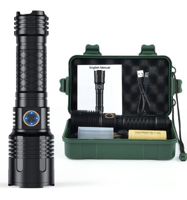 USED XHP160 Flashlight 120000LM 5000mAh Zoom 1000m 5Modes SOS IP67 Torch