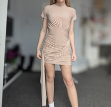 Prettylittlething Ruched Beige Body on Dress