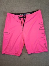 Salt Life Board Shorts Mens 32 SLX-QD Neon Pink Skull Swim Trunks Load Bright