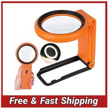 Dicfeos 30X 40X Magnifying Glass w/ Light  Stand LED Illuminated Folding Lens