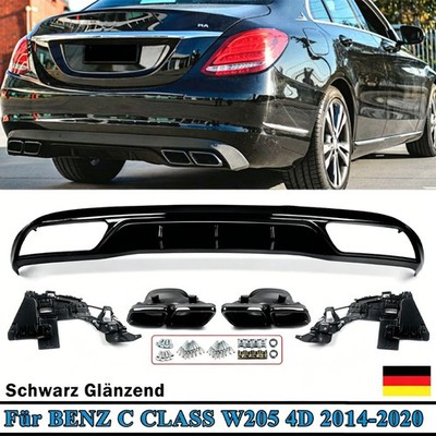 Schwarz Heckdiffusor Diffusor Für Mercedes W205 S205 Ohne Sport Line Doppelrohr