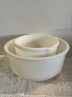 White Hamilton Beach Ribbed Milk Glass Mixing Bowl Bowls Set of 2 USA