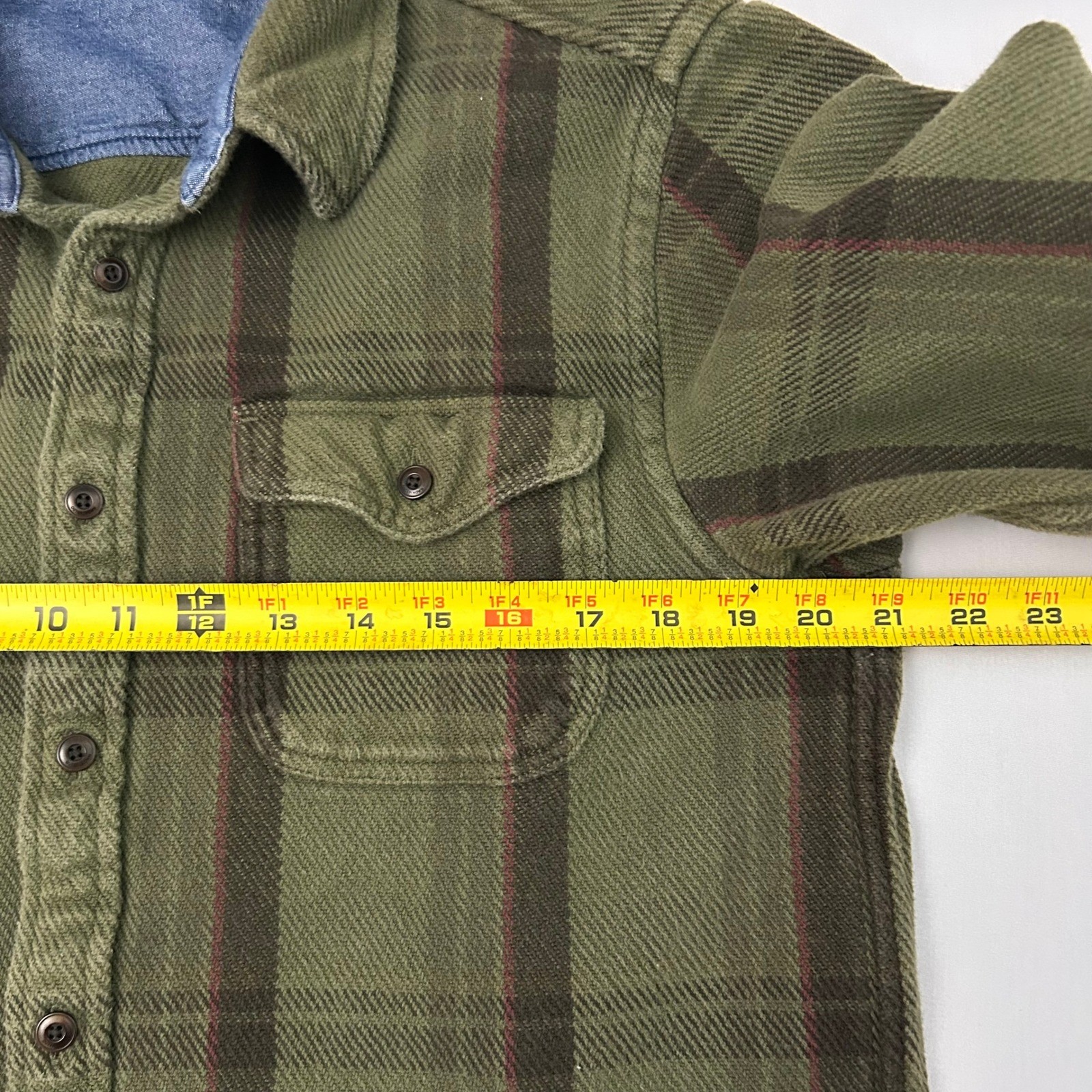 Outerknown Mens Large Heavy Flannel Blanket Shirt Jacket Green Brown Plaid