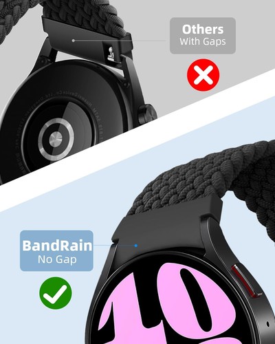 One Click No Gap Braided Bands Compatible with Samsung Galaxy Watch 7 T-Black - Picture 3 of 9