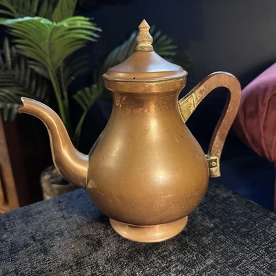 50er Jahre ARGY Europe Kupfer Kaffeekanne Kanne Holzgriff Mid Century Vintage