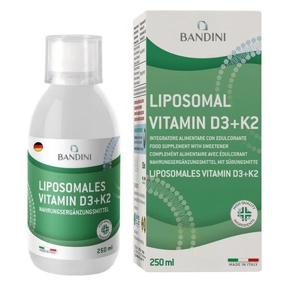 Bandini  Liposomales Vitamin D3 K2 | 250 ml Flüssigformat | 2000 I.E Weiß 