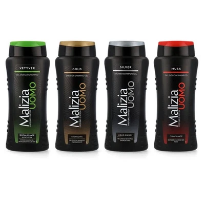 MALIZIA UOMO Duschgel & Shampoo Dream Set 4x250ml Vetyver Musk Silver Gold