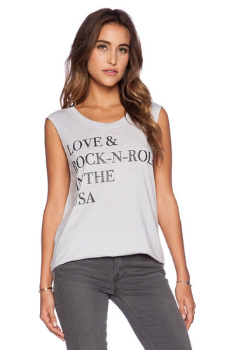 Chaser LA Love Rock N Roll In The USA Gray Tank Top Size Small - Picture 2 of 3
