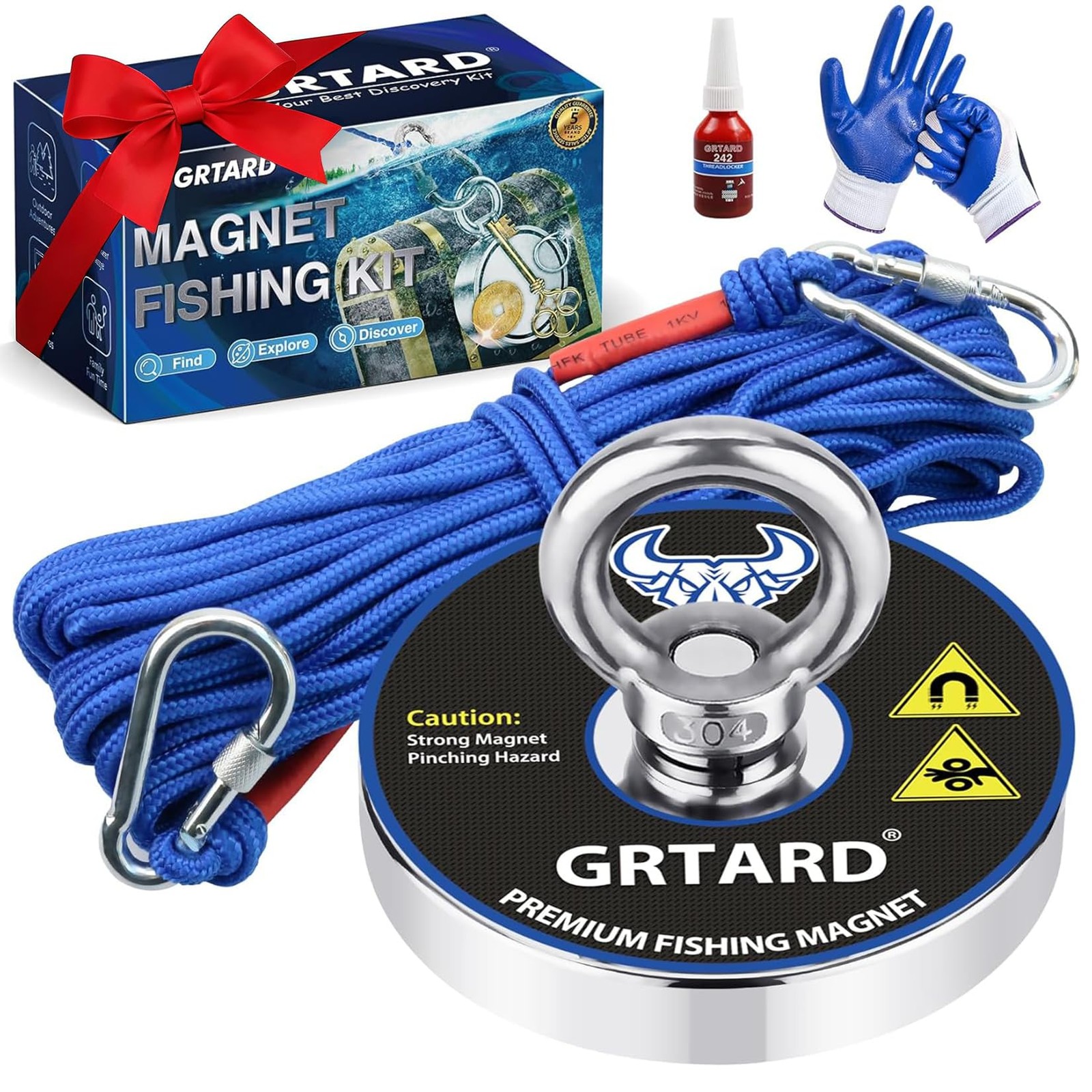 Grtard 700LBS Magnet Fishing Kit, 2.95 Inch Neodymium Fishing Magnet ...