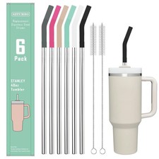 Sztumbo 6 PCS 12Inch Metal Stainless Steel Reusable Straight 12", Silver