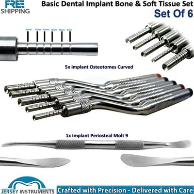 Set of 6 Sinus lift Implant Osteotomes Curved Molt 9 Dental Surgical Instruments