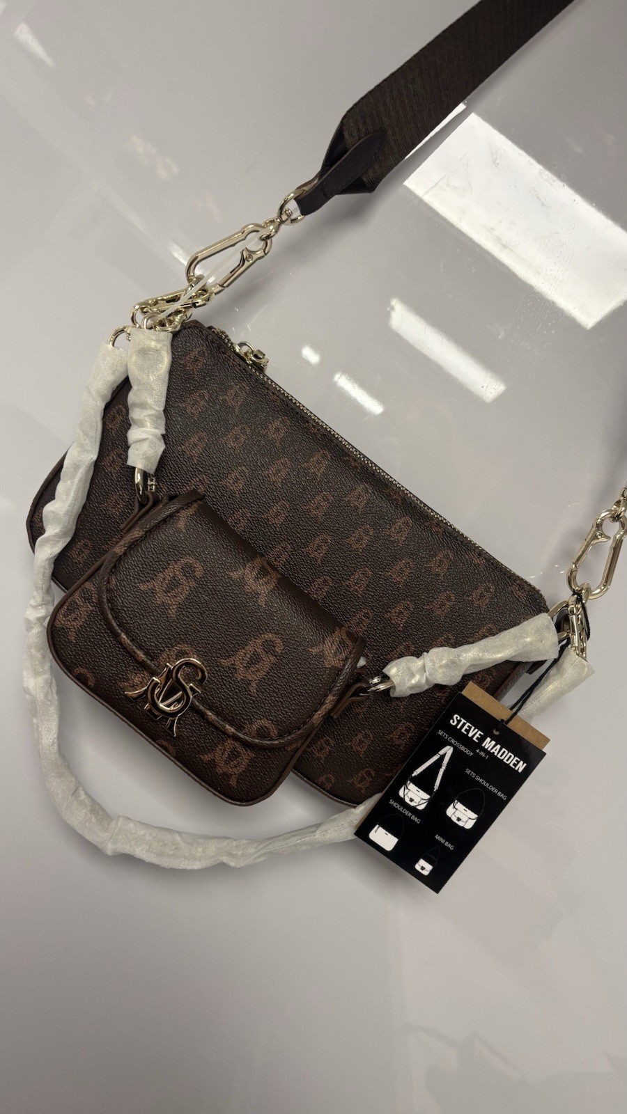 STEVE MADDEN Burge Chocolate Handbag Brand New Genuine RRP£99 #F7 image 6