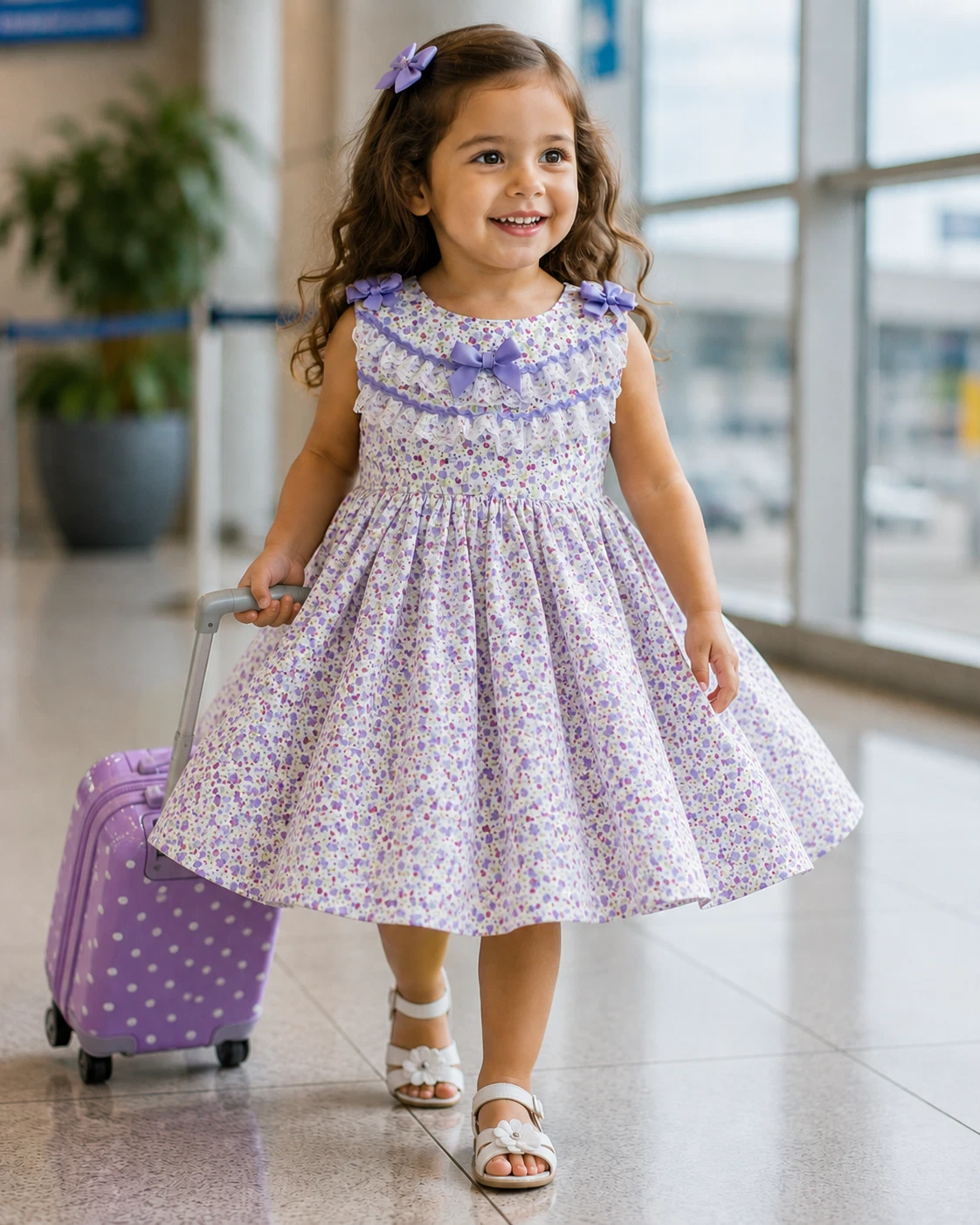 DREAM 0-8 years BABY GIRLS summer lilac floral lined full skirt dress
