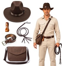 5 Pcs Halloween Adventurer Costume Accessories Set for Men Explorer Archaeolo...