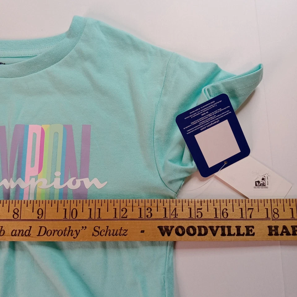 Champion T-shirt Little Girls Size 6 Spell Out Over Print Short Sleeve  - Image 4 of 4