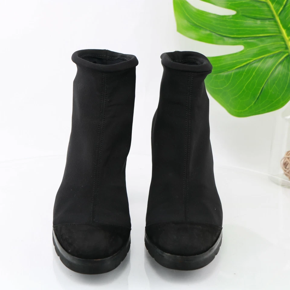 Женские сапоги Walter Steiger размер 39 9 черные неопреновые с выступающей подошвой на блочном каблуке - Изображение 3 из 4