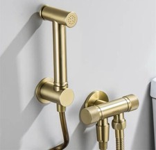 Brushed Gold Lockable Push Button Toilet Bidet Sprayer With Angle Valve Set