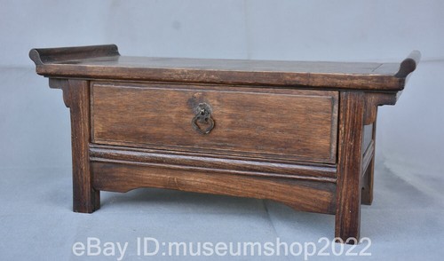 15.6" Rare Old Chinese Huaghuali Wood Dynasty Palace Furniture Drawer Table - Picture 15 of 20