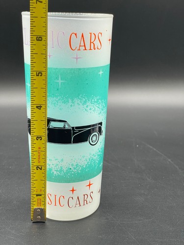 Vintage Bar Frosted 6 1/2" Classic Car Lincoln Tom Collins Glass - Picture 6 of 7