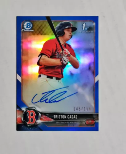 Triston Casas 2018 1st Bowman Chrome AUTO Prospect BLUE REFRACTOR 145/150 RC M5