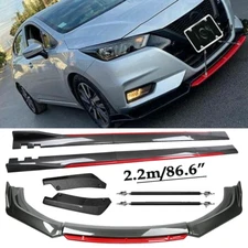 Front Lip Chin Bumper splitter Carbon Fiber Body Side Skirt For Nissan Versa