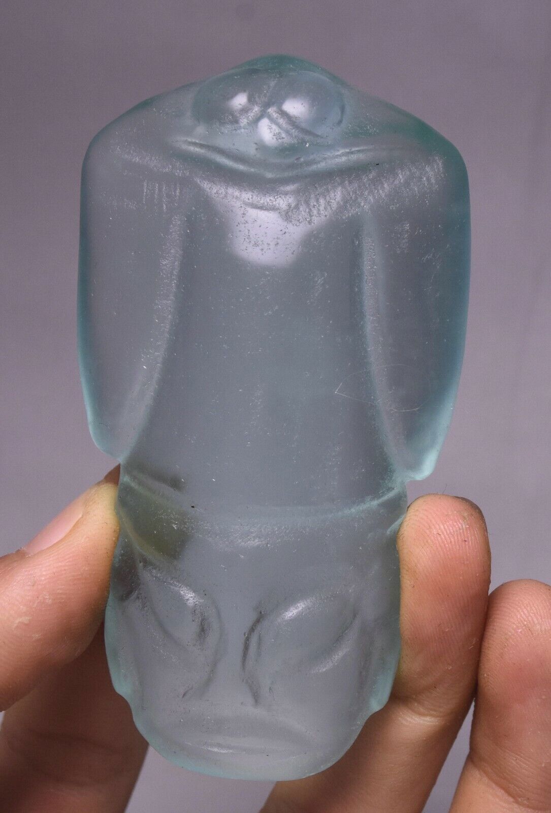 9CM Hongshan Culture Blue Crystal Fengshui Amulet Pendant Bird Beast Charm