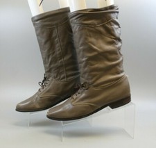 VTG 80s Dingo Lace Up Mid Calf Boots Women's Grey SZ 6.5 M