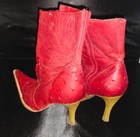 Women Shoes Red 6 1/2 Ostrich Print Pointed Toe ankle boots heel zipper — photo 4