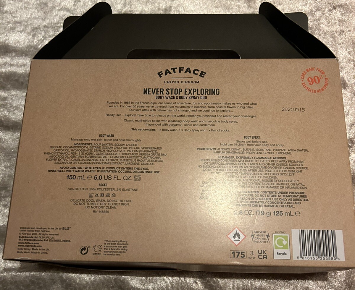 FATFACE Men's Refocus Refresh Restart Socks, Body Wash, Body Spay Gift