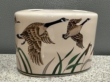Ceramic Toothbrush Holder Canadian Geese Cattails Made in Japan NWT