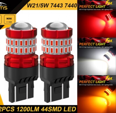 7443 7440 7444 Brake Light Bulbs LED Red White Amber Turn Signal Tail Park Lamps